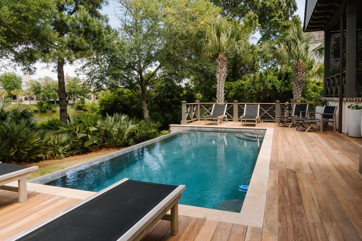Pool with deck overlooking the water on Sullivan's Island, SC